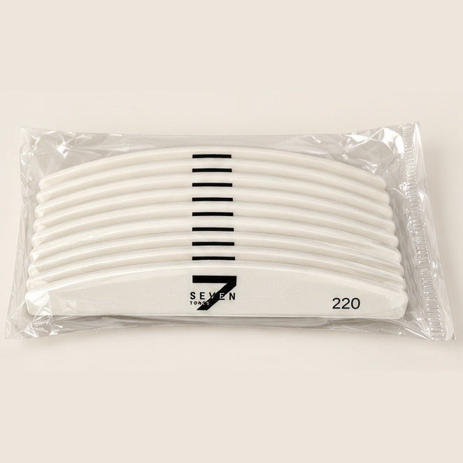 Sachet scellé de buffers sur mousse grain 220 Seven Tones vu de dessus
