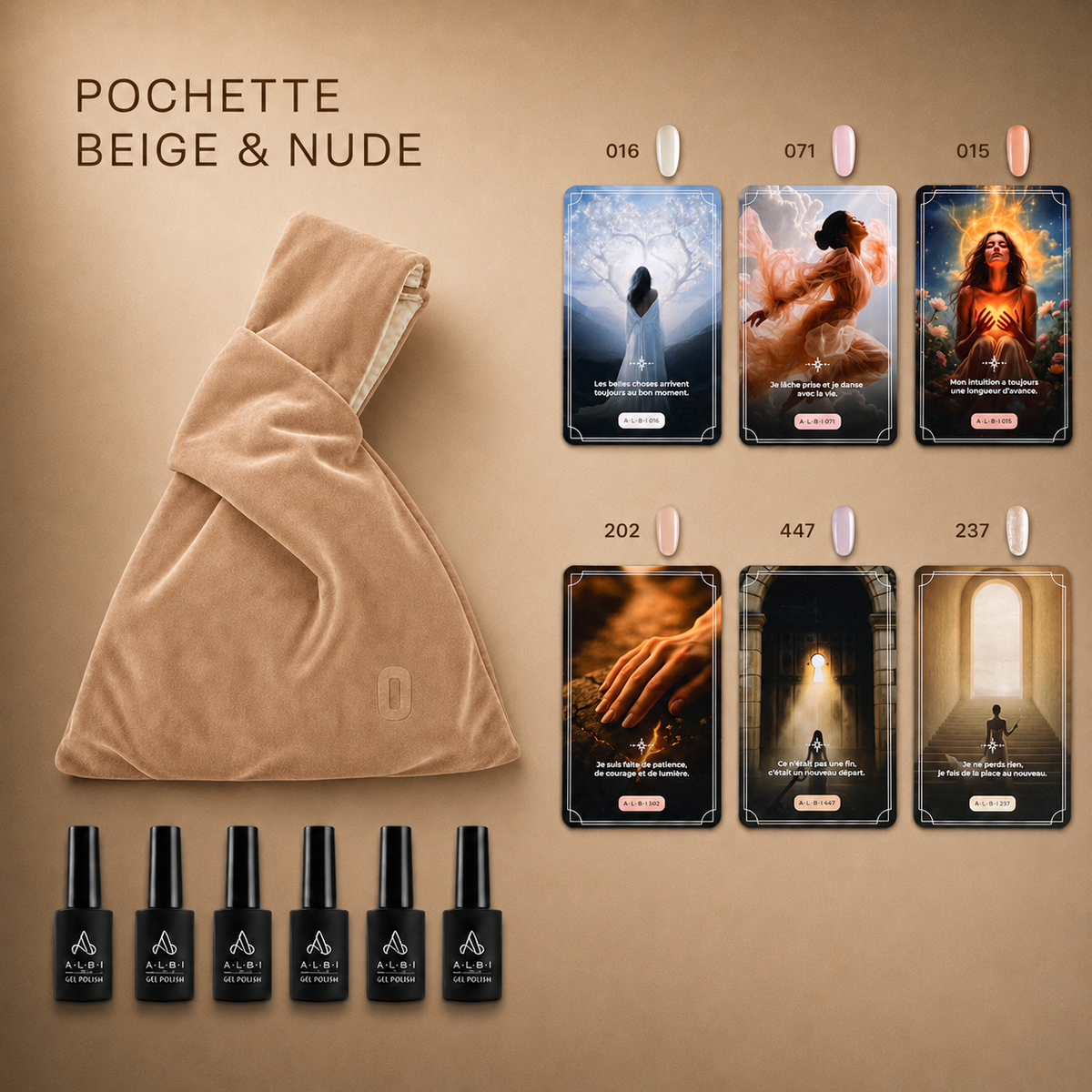 Beige & nude - Pochette 6 vernis semi-permanents Albi