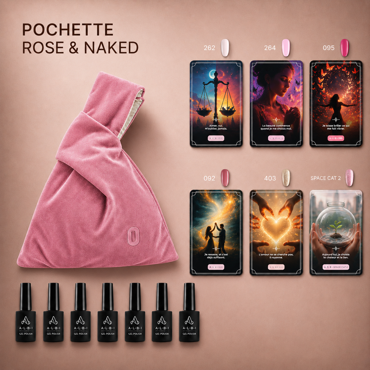 Rose & naked - Pochette 6 vernis semi-permanents Albi