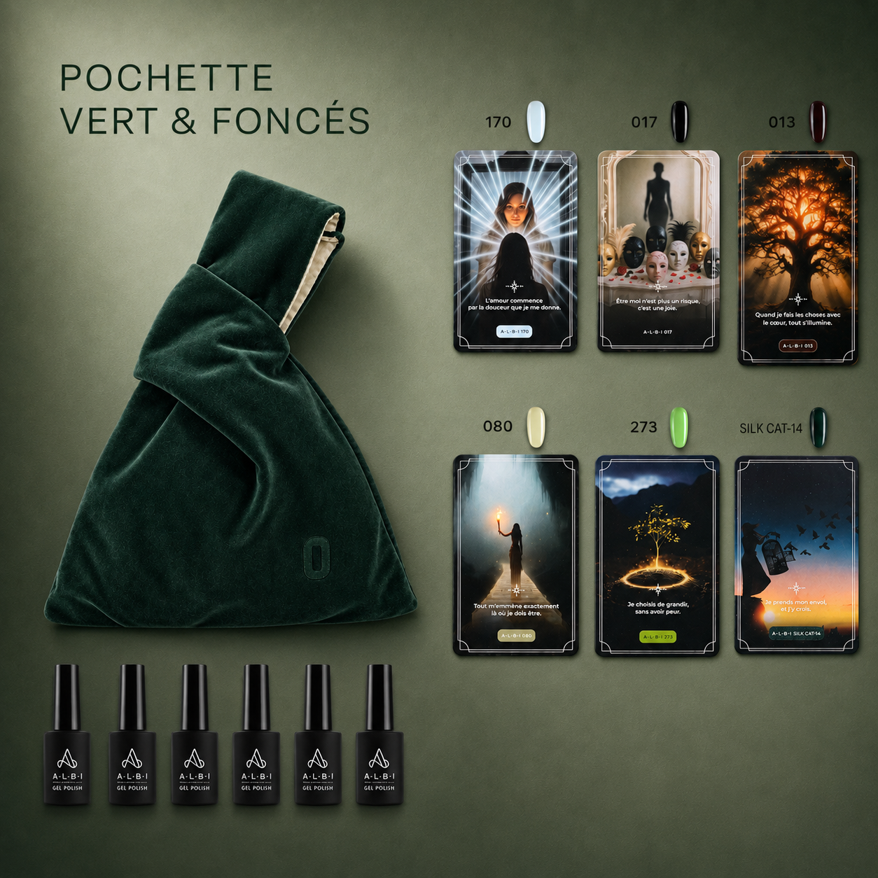 Vert & foncés - Pochette 6 vernis semi-permanents Albi
