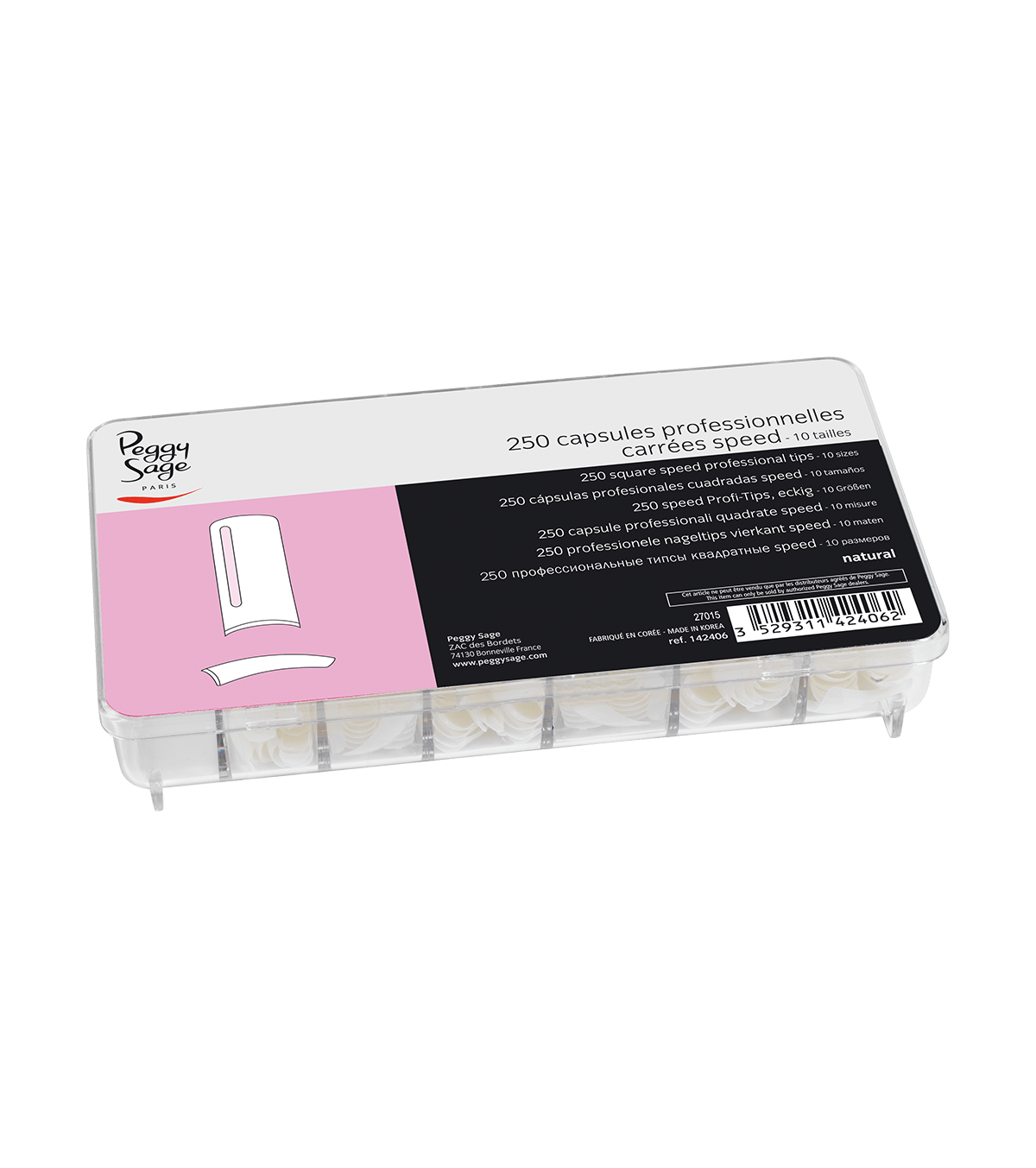 Capsules universelles carrées speed x 250 Peggy sage - ONGLES PRO